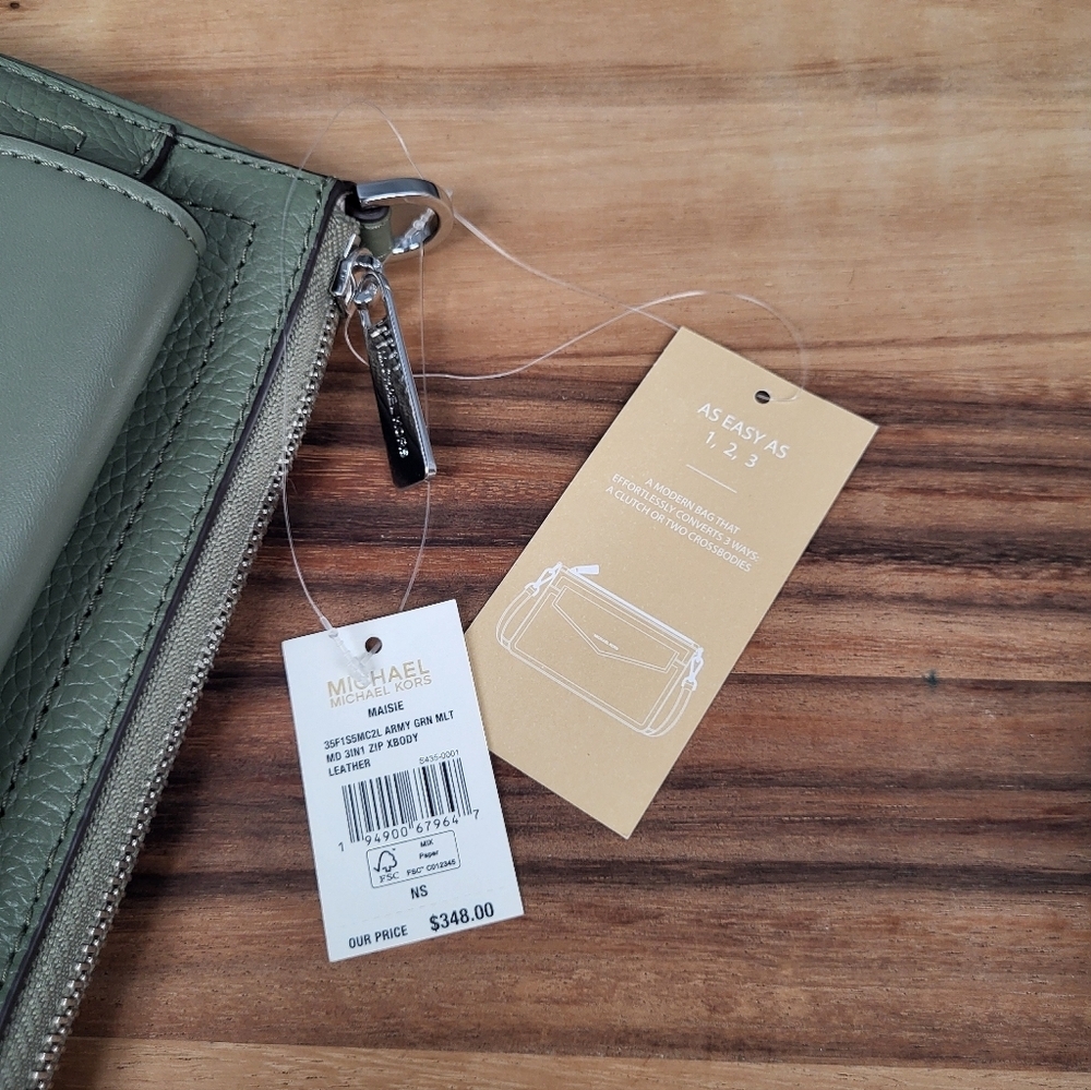 CLEARANCE! Michael Kors Maisie 3-in-1 Crossbody: Army Green, 10-1/4×6.5×2.5, NWT - Picture 8 of 10